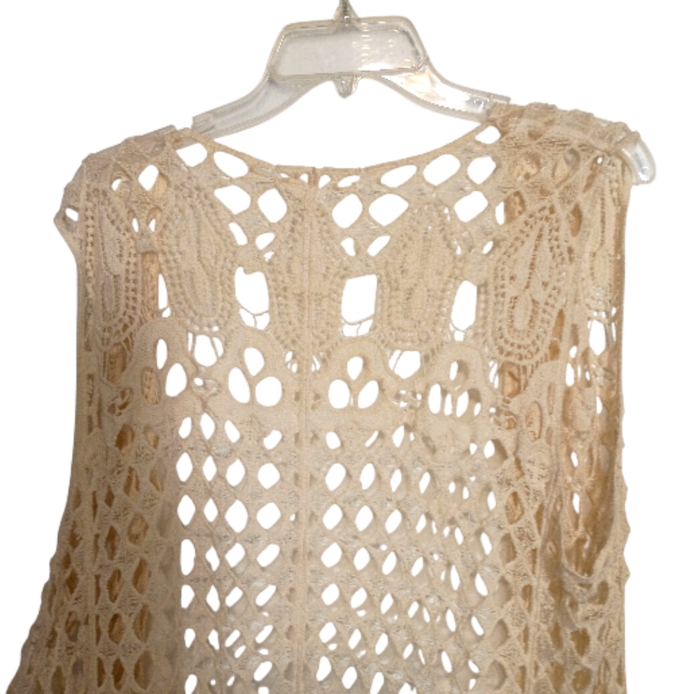 Say What? Elegant Crochet Cream Vest - Size XL - Picture 4 of 6